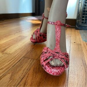 White House black market Elegant Red Strappy Women's Heels 8